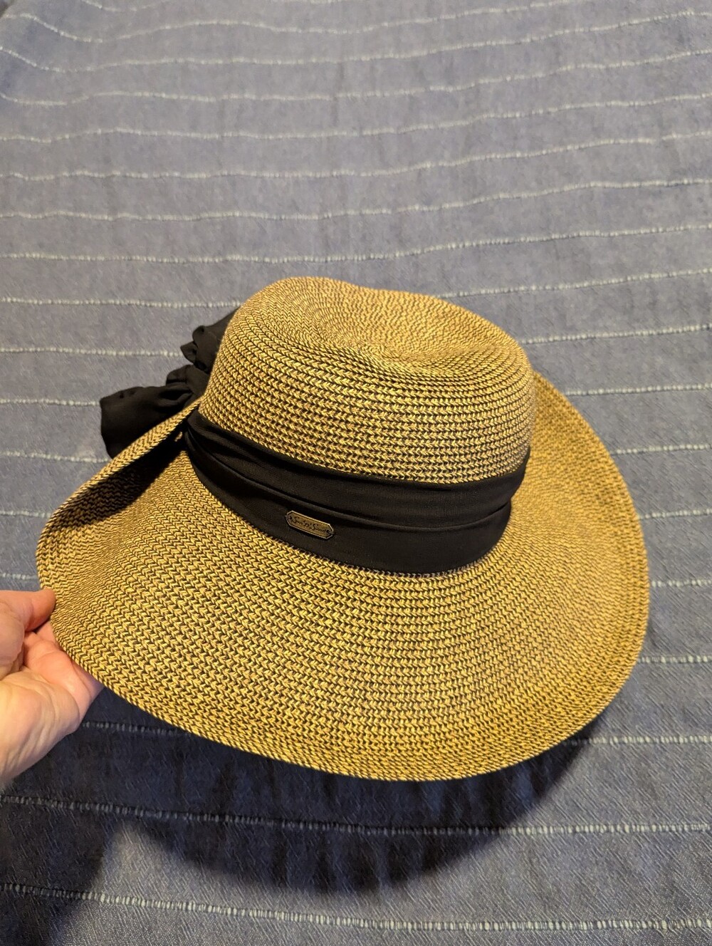 NWT Woven Sun Hat with Black Band and Bow